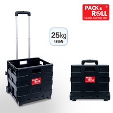 팩앤롤 접이식장바구니 핸드캐리어/박스형 트렁크정리함 수납정리, 검정, 1개