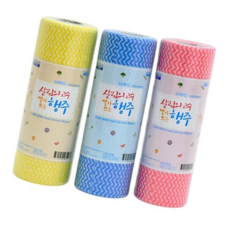 업소용주방용품 뜯어쓰고 빨아쓰는행주 키친타올 롤형 50매, 옐로우