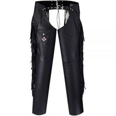 Assless 남성 및 여성용 가죽 챕스 - 프리미엄 풀 그레인 소가죽 웨스턴 카우보이 오토바이 핸드메이드 블랙. M 181813, Medium, Black