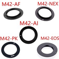 10 개/몫 M42-EOS M42-AI M42-AF M42-PK M42-NEX 알루미늄 M42 나사 마운트 렌즈 어댑터 Canon Nikon Sony pentax 카메라 렌, 보여진 바와 같이