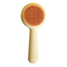 【喵的咧選物】寵物按摩針梳 按壓脫毛梳 貓餅製造梳 貓毛梳 貓梳, 奶黃色,淺綠色, 1個