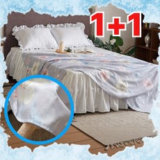 [1+1] 멜리안 냉감 홑이불 시어서커 얇은 여름 퀸 이불 싱글, 1+1, 스카이블루 플레이