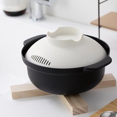 nikii Recopo 微波爐料理鍋 - 日本製哈日媽咪推薦，快速烹飪、鎖水保鮮, 黑, 1個