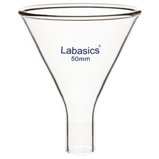라바식 유리 분말 깔때기 상부 높이 50mm 줄기 높이 26mm의 중벽 붕규산염 유리 쇼트 스템 깔때기, 50 mm