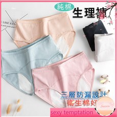 台灣製三層防側漏生理褲 大尺碼內褲 L-6XL 親膚棉質透氣中腰舒適生理內褲, 膚色,L