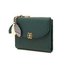 닥스 DCWA2F307E2미스티 플라워 그린 가죽 체크 장식 반지갑 DPL875 RGN043