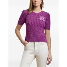 로렌랄프로렌 케이블 니트 반소매 스웨터