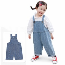 여아 유아 데님 멜빵바지 아기 오버롤 청바지