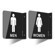GicnKeuz 남성 및 여성용 욕실 표지판 15.2 x 15.2cm(6 6인치) 화장실 비즈니스 또는 사무실 문 벽 장식용 양면 아크릴 L-사인 나사 포함 쉬운 설치 (, 2 L-shaped Man and Women Bathr