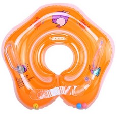 現貨寶寶脖圈 D10D 家用嬰幼兒游泳脖圈 可調節小號項圈泳圈, 橘色, 1個