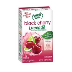True Lemon 드링크 믹스 10개입 4팩 블랙 체리 TRUE LIME Black Cherry Limeade Drink Mix (10 Packets), 1g