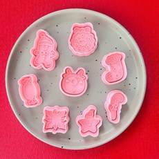 台灣出貨 16件全套 聖誕餅乾模具 卡通聖誕老人 麋鹿 雪人 家用按壓印花 烘焙模具, 1個, 二號款聖誕套裝八件