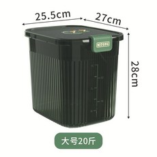 JKFM 儲米箱 家用防蟲防潮密封食品級儲米桶 米缸 廚房儲存罐 大米麵粉桶, 綠色 20斤裝【防潮防蟲 計時設計】, 1個