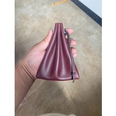 牛皮收納袋 酒紅色軟牛皮 純手工縫製