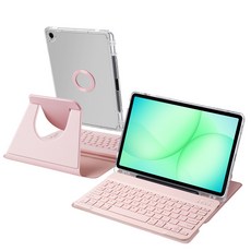 DUNNO 360도 회전 자기 흡착 탈착식 삼성 갤럭시 탭 블루투스 키보드 케이스, 1개, 핑크