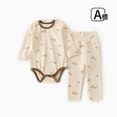 DFMEI 嬰兒包屁衣打底哈衣褲子兩件套男女寶寶秋冬季棉質家居服兒童套裝