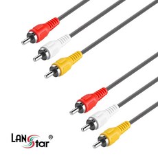 랜스타 RCA케이블 3RCA MM 3M, 1개, LS-3RCA-MM-3M