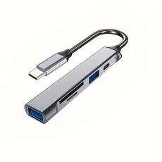 5-in-1 USB-C SD 카드 리더기 2.0 타입-C 데이터 TF 확장기 고속 전송 플러그 앤 플레이, 01 gray-1pcs
