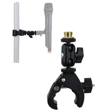 Hocoder 마이크 크랩 클램프 마이크 마운트 더블 볼 헤드 조절 0.6cm(1/4인치)에서 1.6cm(5/8인치) 구리 나사 마이크 스탠드 드럼 스탠드 데스크탑 선반, Hocoder 마이크 크랩 클램프 마이크 마운트, 더블