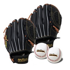 프로모릭스 올라운드 캐치볼세트 블랙브라운 야구글러브 2개+안전야구공 2개, 풀카운트 캐치볼 우투 10.5+12.5+안전야구공2입, 1개