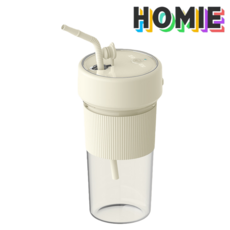 HOMIE 다기능 미니무선 휴대용믹서기 원터치충전식 과일주스기, 화이트, FF98