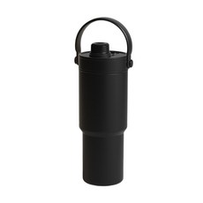 陶瓷易潔層 雙飲手提保溫杯, 735ml, 獨立茶倉, 吸管直飲, 黑色, 1個