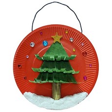 크리스마스 종이접시 트리 액자 만들기, 단품