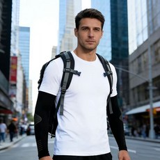 冰絲防曬袖套 涼感抗UV UPF50+ 運動騎行袖套 透氣耐磨 無痕設計 黑色, 1個