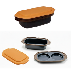 多功能微波蒸烤盒，食品級材質，耐熱耐用，方便清洗, 1個, 橙色