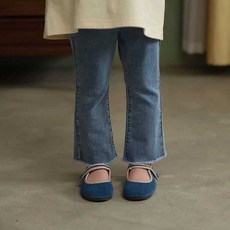 大丫 小丫 女童牛仔喇叭褲 2024春秋新款兒童外穿長褲子