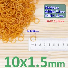 15mm 19mm 노란색 탄성 고무 O 50mm 25mm 밴드 링 직경 40mm 10mm, 100Pcs, 10x1.5mm (Yellow), 1개
