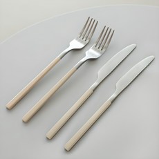 달팽이리빙 퀴진드마망 커트러리 세트, 크림화이트, 포크 2p + 나이프 2p, 1세트