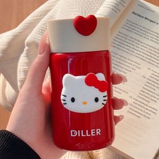 헬로 키티 316 보온 보틀 200ml 미니 텀블러 보온병 학생 직장인 휴대용 귀여운 물병, 레드 200ml