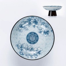 중식당 식당 도자기 화이트 5인치 그릇 도자기 호텔 발이 목이 접시 레스토랑 높은 순백, 1개, W. 높은 발 과일 접시 - 만복 직경 6.3cm