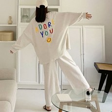 apple mango 換季Oversize版型Adol套裝 長袖直筒寬褲套裝 日常居家服 春秋