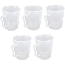헤이아르바이트 1리터 1000ml 플라스틱 계량 등급 혼합 피처 붓기 컵 믹스 페인트 랩 주방 액체 5개, 5PCS with Handle