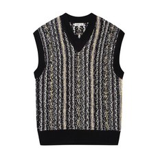 [국내매장 정품] 지이크 배색트리밍 믹스드 니트 베스트 블랙프린트 (PHUCX8047) 637922