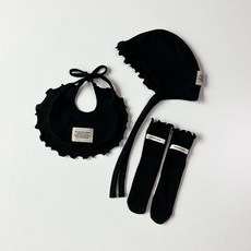 6개월 아기빕 돌 여름 골지 무지 블랙 침받이