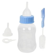 寵物奶瓶套裝 狗奶瓶 奶貓 奶狗 幼兔 貓奶瓶 150ml 附瓶刷, 藍色, 1個