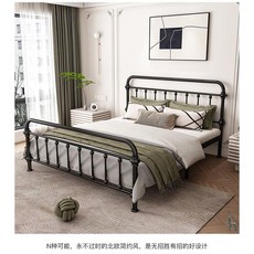 철제침대 북유럽 조립식 평상형 인테리어 엔틱 원룸 받침대 침대프레임 철제침대프레임 침대틀, 1200mmx2000mm, 하이테일 블랙+10cm 코코넛