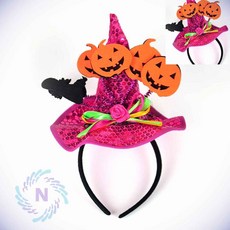 할로윈 마녀 헤어밴드 진핑크 할로윈고깔머리띠 파티용머리띠