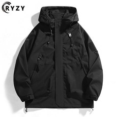 RYZY 美式工裝衝鋒衣 戶外旅遊登山防風保暖防水夾克 情侶寬鬆運動騎行服