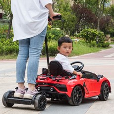 람보르기니 유모차 전동 4륜 자동차 원격 제어 장난감 유아전동차 전동유모차, 전기 구동, 플래그십 버전  레드  푸시로드 / 방폭 소프트 휠 /, 1개