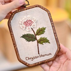 프랑스 자수 DIY 우드 액자 세트, 국화, 1개