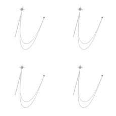 4pcs/set 패셔너블한 내식성 수트 핀 합금 걸이 체인 브로치 세트는 일상적인 전문가 사용과 호환됩니다, 실버, 4개, 별롱태슬
