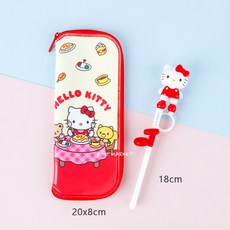 韓國 lilfant 凱蒂貓304不鏽鋼兒童餐具組：學習筷、湯匙、叉子、水杯，多款選擇, 1個, 立體學習筷+餐具袋, 粉紅色, 學習筷、湯匙、叉子、水杯、餐具袋