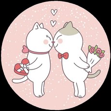 아이방 원형러그 카페트 동물 제품 북유럽, 1개, 7. 커플 고양이 28x28