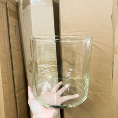 厚底玻璃水槽 玻璃圓筒缸 大容量透明玻璃桶 水草造景 實驗燒杯 大容量透明容器, 1個