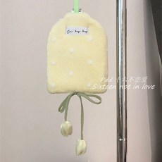 雨傘鬱金香可愛加厚手巾掛式廚房衛生間吸水傢用毛巾手帕珊瑚抹佈, 1個, 鈴鐺花雙黃