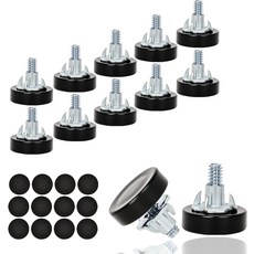 유네테 2 PCS 4인치 실 가구 발 수평기 T너트가 있는 테이블 캐비닛 의자 다리에, 2_1/4 in with T nut, Black 12 Pack